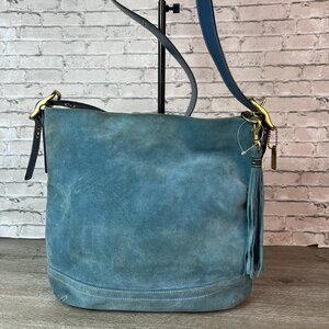 COACH Vintage Legacy Soft Slim Suede Duffle Crossbody 2004 Chambray Blue 1419